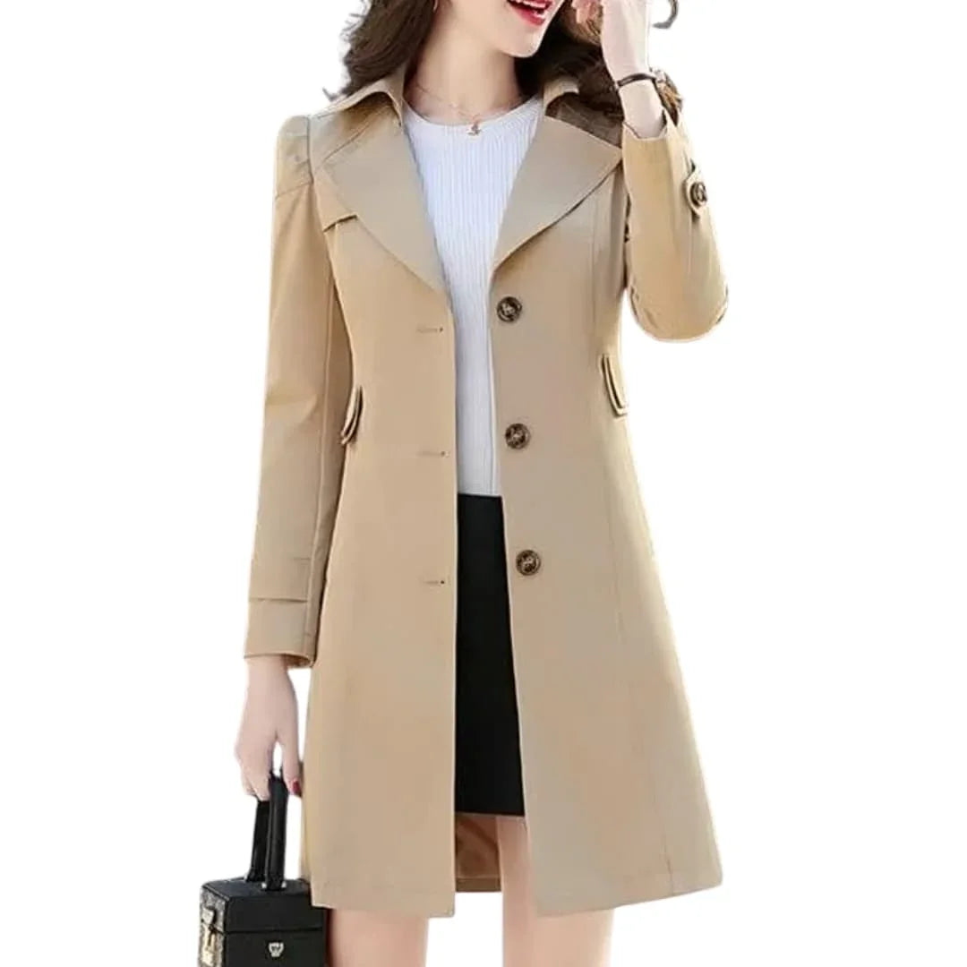 Women���s Trench Coat with Notch Collar