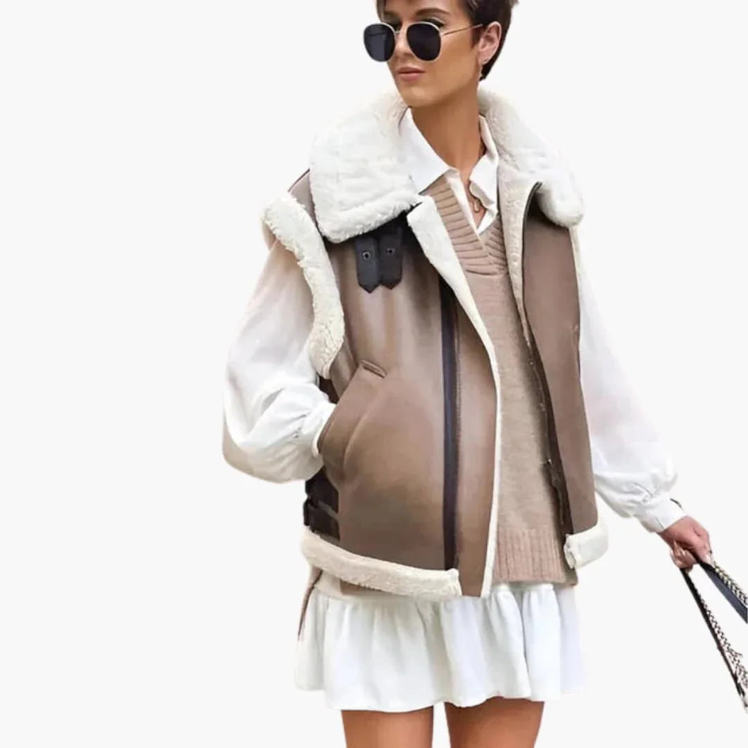 Bavane | Women's Vest with Zipper and Faux Fur Lining