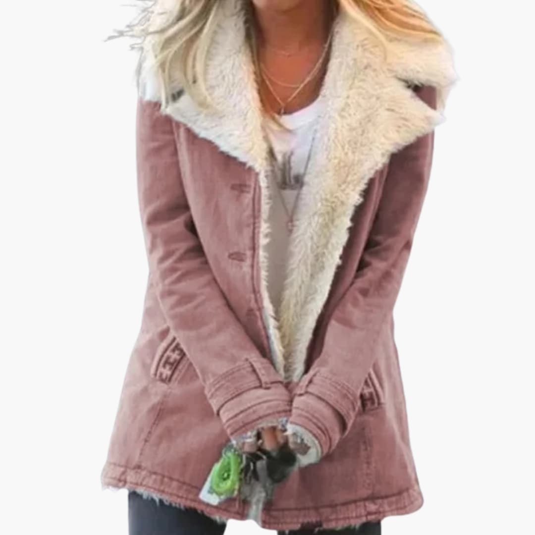 Women's Winter Jacket with Front Zipper and High Collar