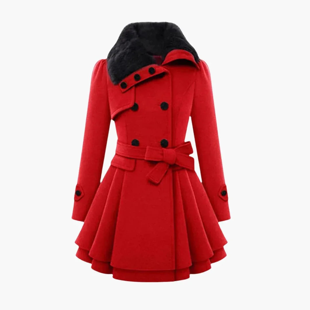 Women's Winter Coat with Belt and Button Closure