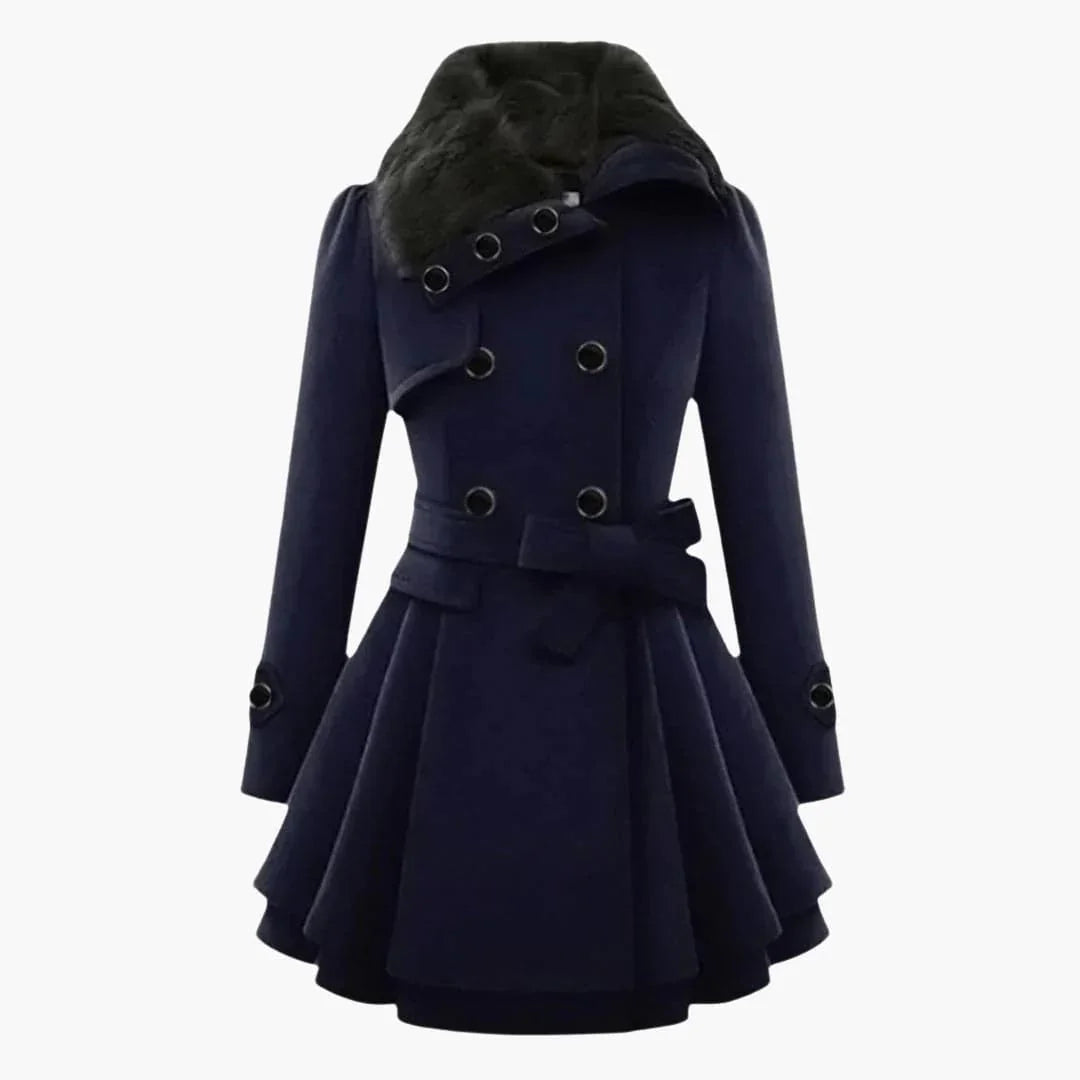 Women's Winter Coat with Belt and Button Closure