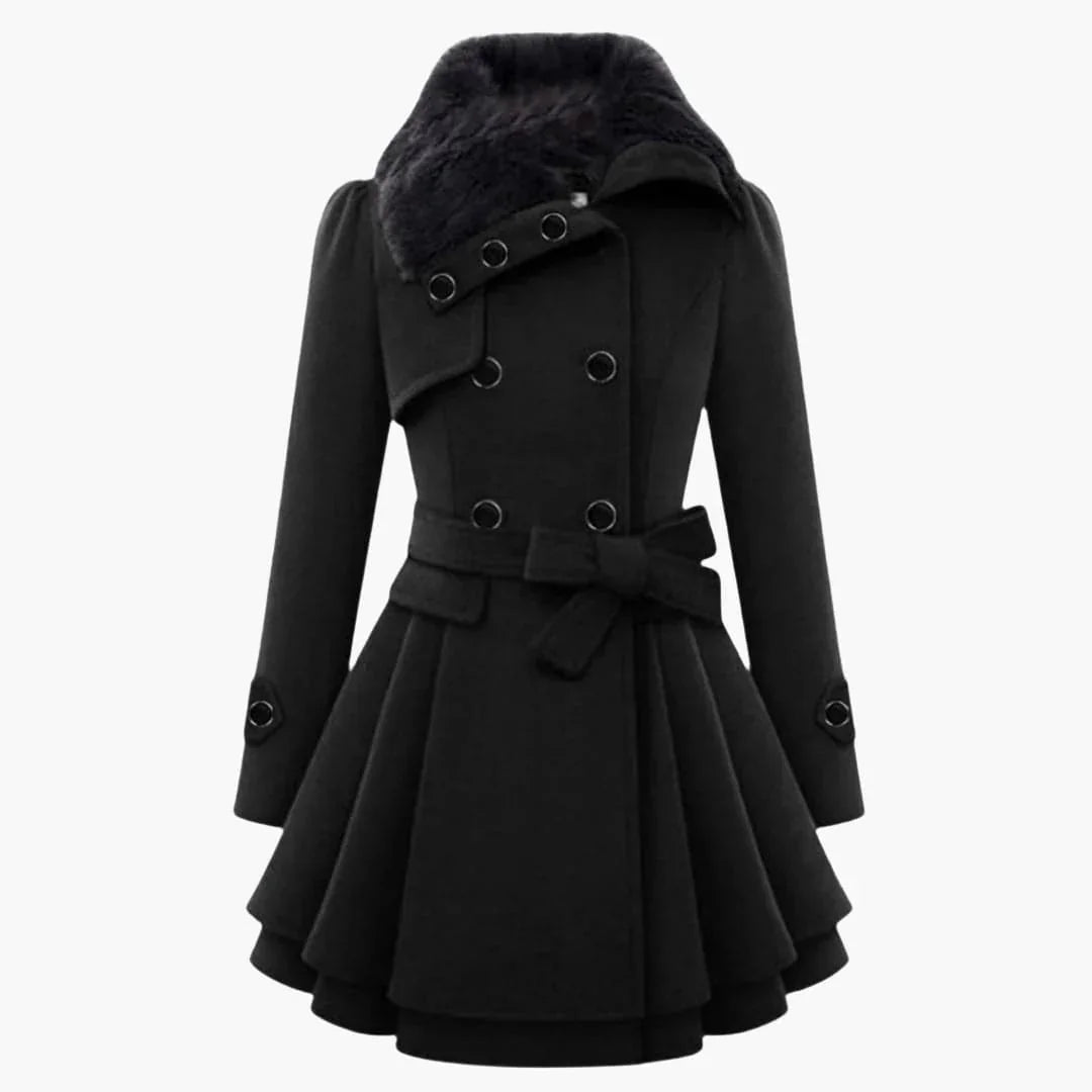 Women's Winter Coat with Belt and Button Closure