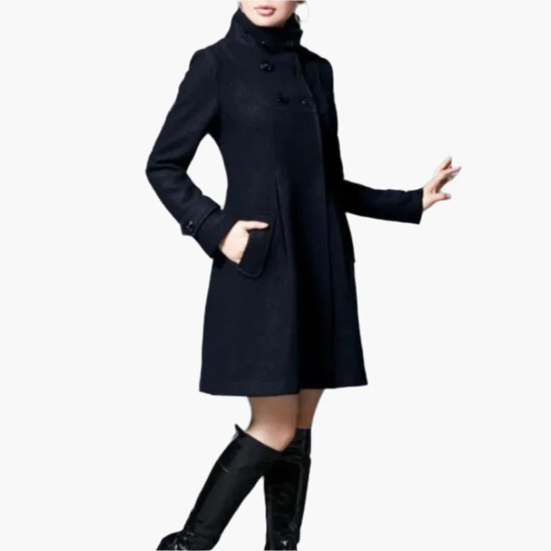 Women's Winter Coat with Hood and Button Closure