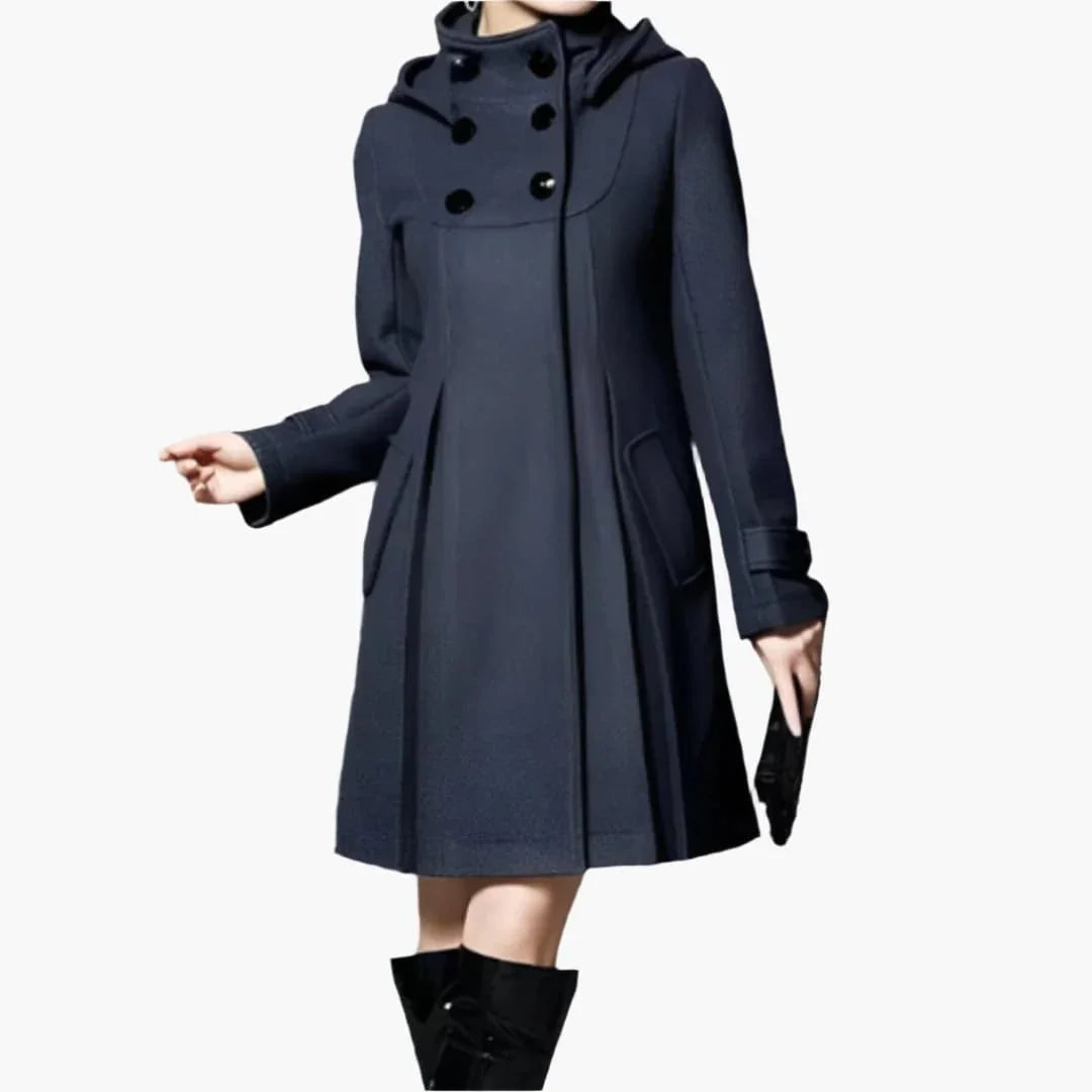 Women's Winter Coat with Hood and Button Closure