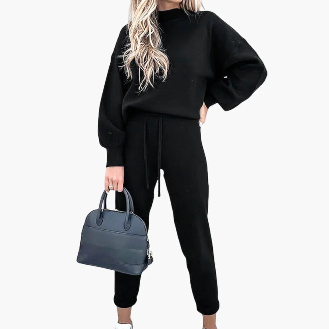 Women's Two-Piece Set with Sweater and Drawstring Pants
