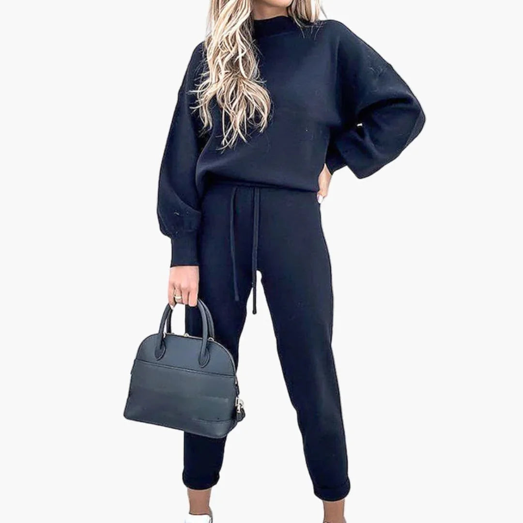Women's Two-Piece Set with Sweater and Drawstring Pants