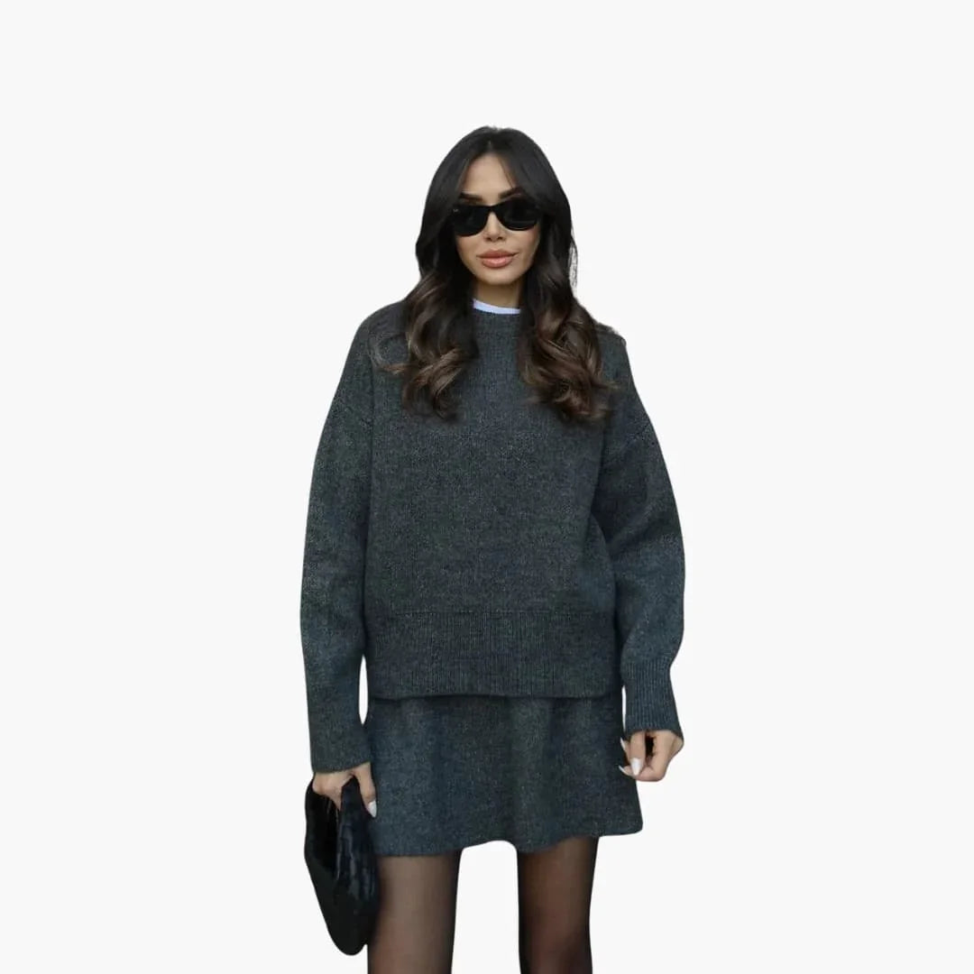 Bavane | Women's Two-Piece Set with Round Neck Sweater