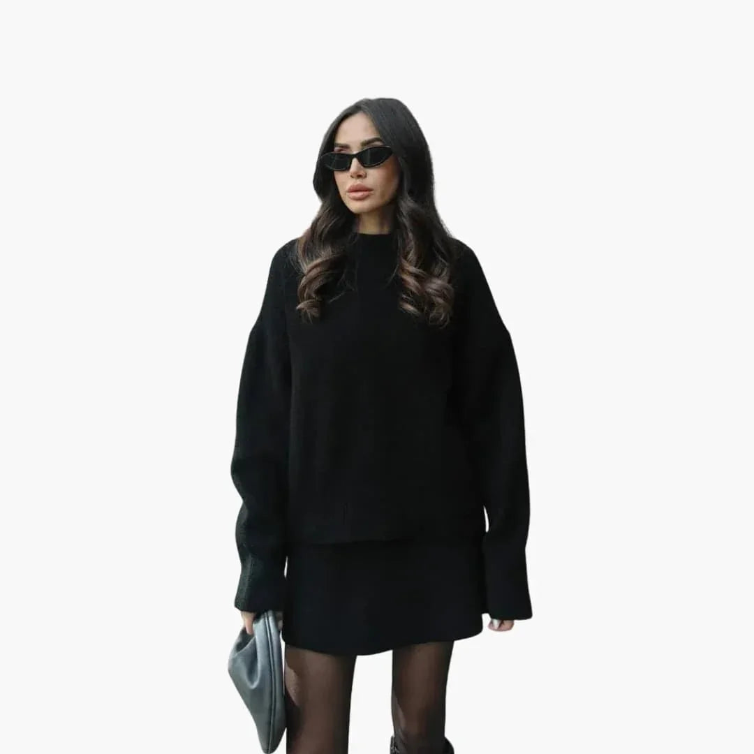 Women's Two-Piece Set with Round Neck Sweater