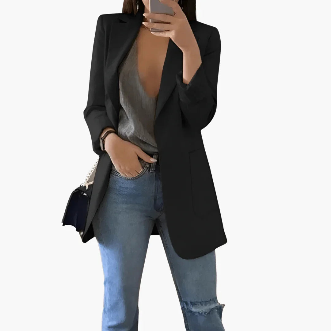 Women's Blazer with Long Sleeves and Front Pockets