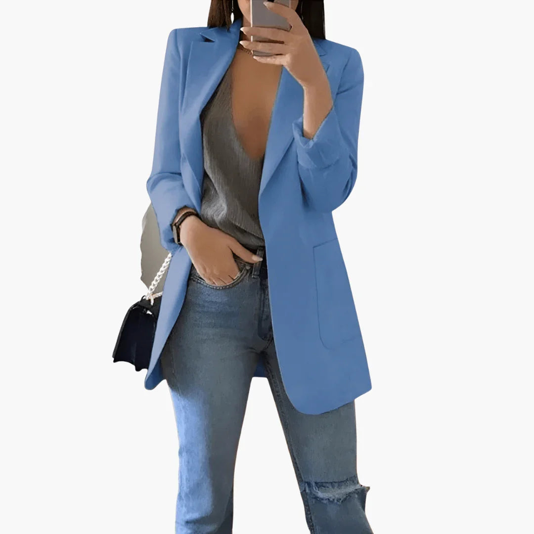 Women's Blazer with Long Sleeves and Front Pockets