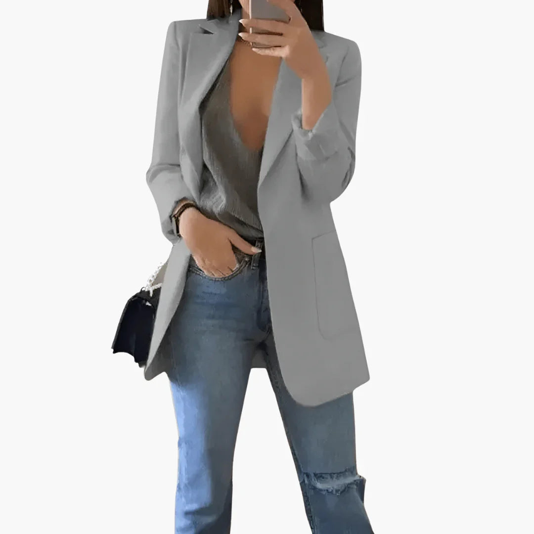 Women's Blazer with Long Sleeves and Front Pockets