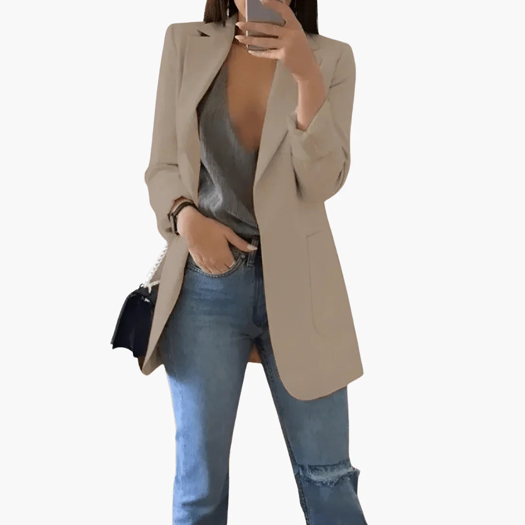 Women's Blazer with Long Sleeves and Front Pockets