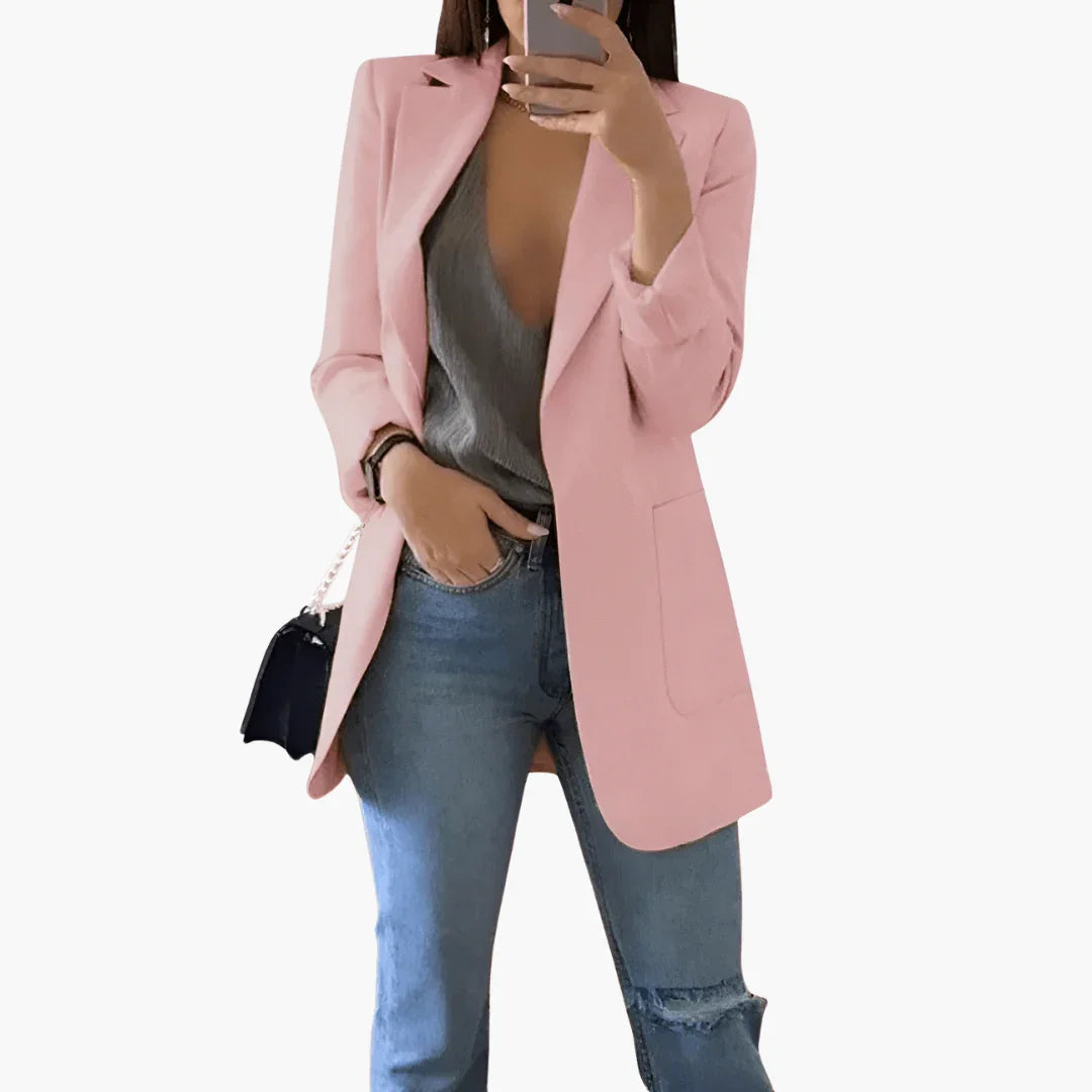 Women's Blazer with Long Sleeves and Front Pockets