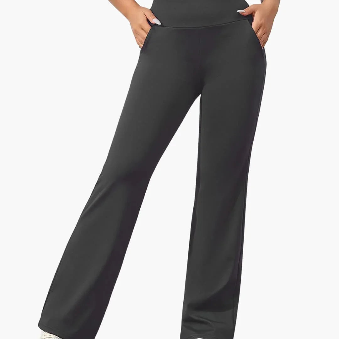 Women's Pants with Elastic Waistband and Flared Legs