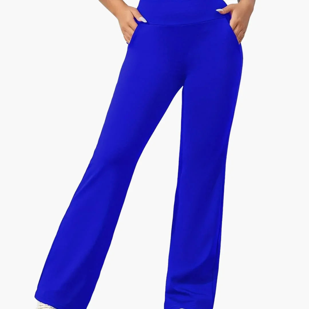 Women's Pants with Elastic Waistband and Flared Legs