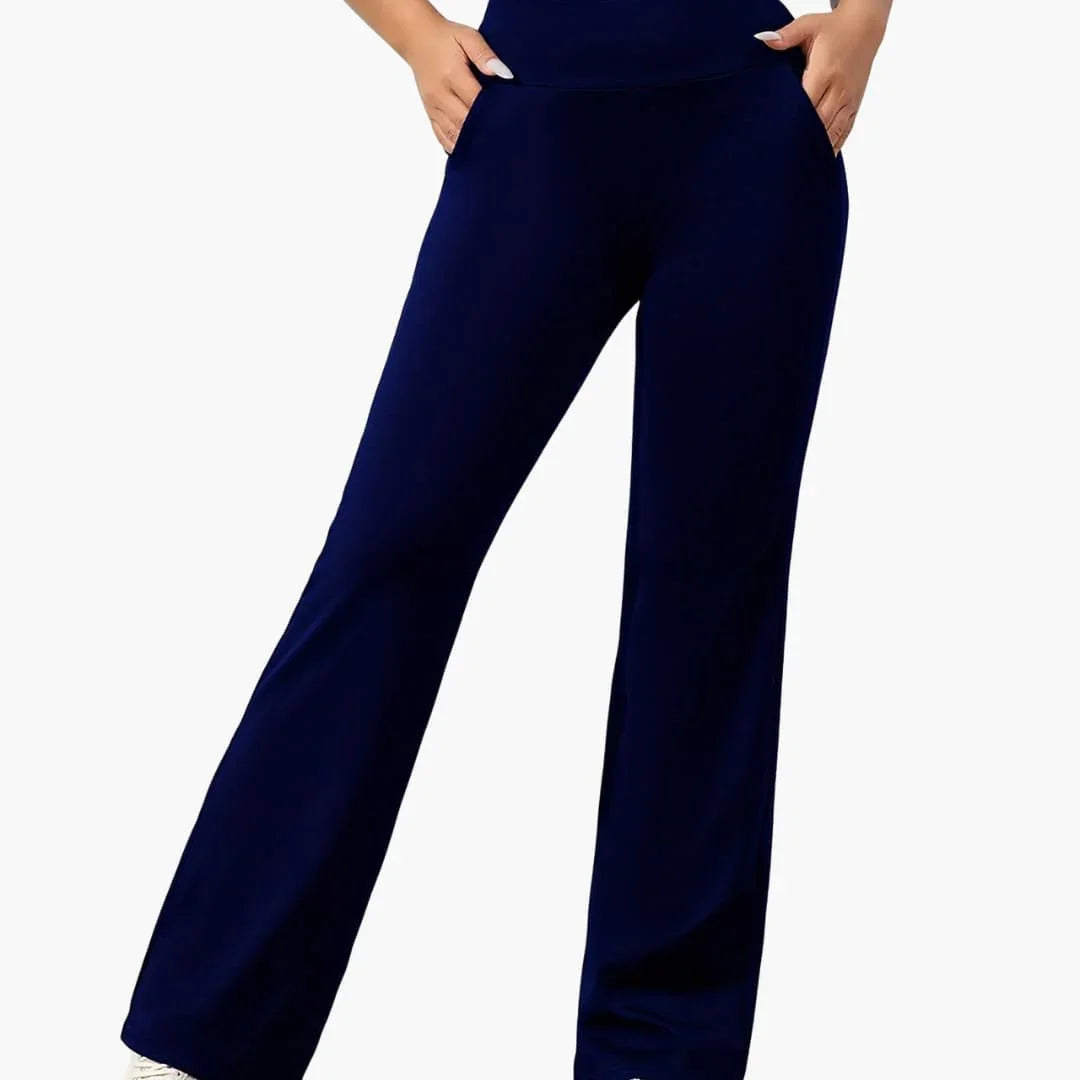 Women's Pants with Elastic Waistband and Flared Legs