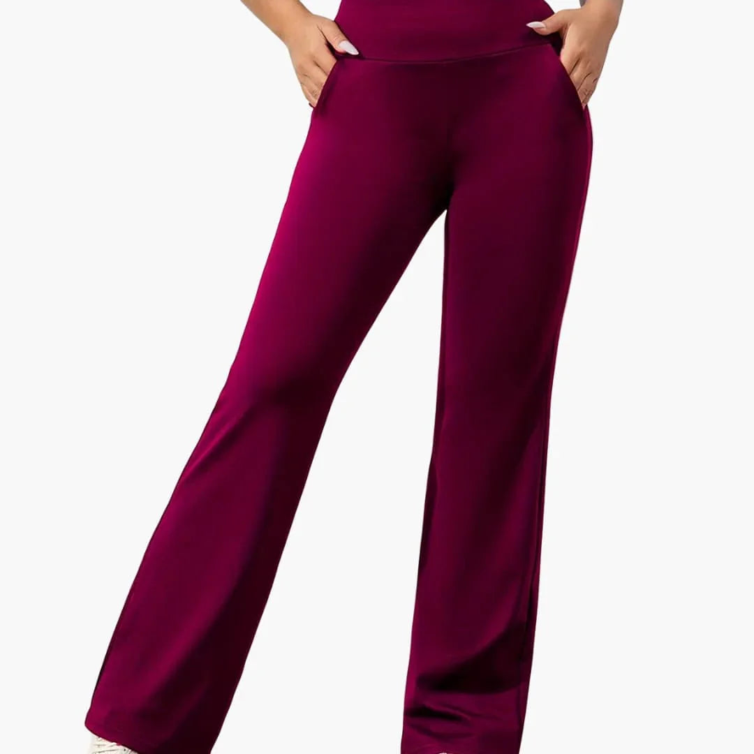 Women's Pants with Elastic Waistband and Flared Legs