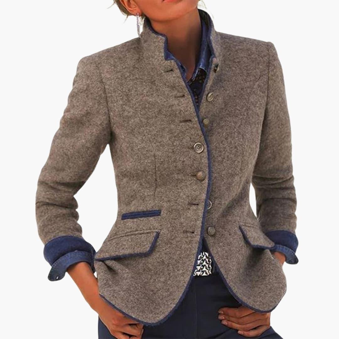 Women's jacket with stand-up collar and flap pockets