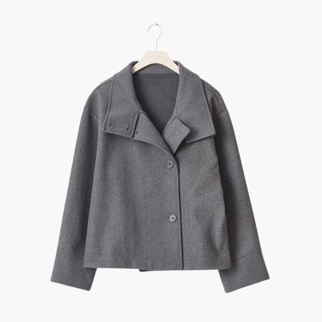 Women's Jacket with Wide Collar and Button Closure