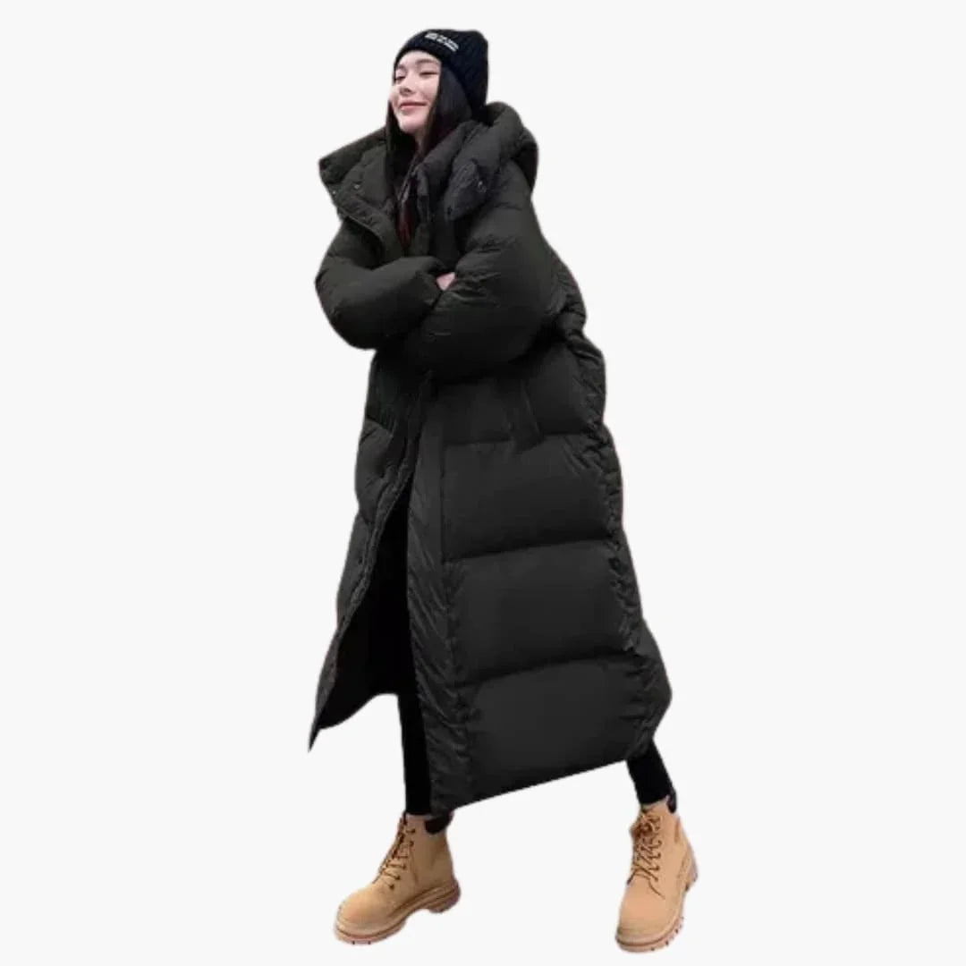 Women's Long Puffer Jacket with Hood