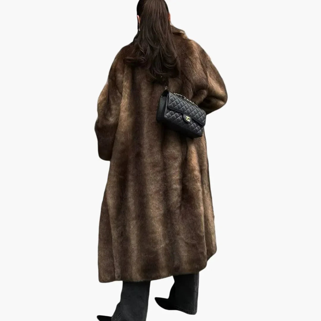 Women's Coat with Stand-Up Collar and Long Sleeves