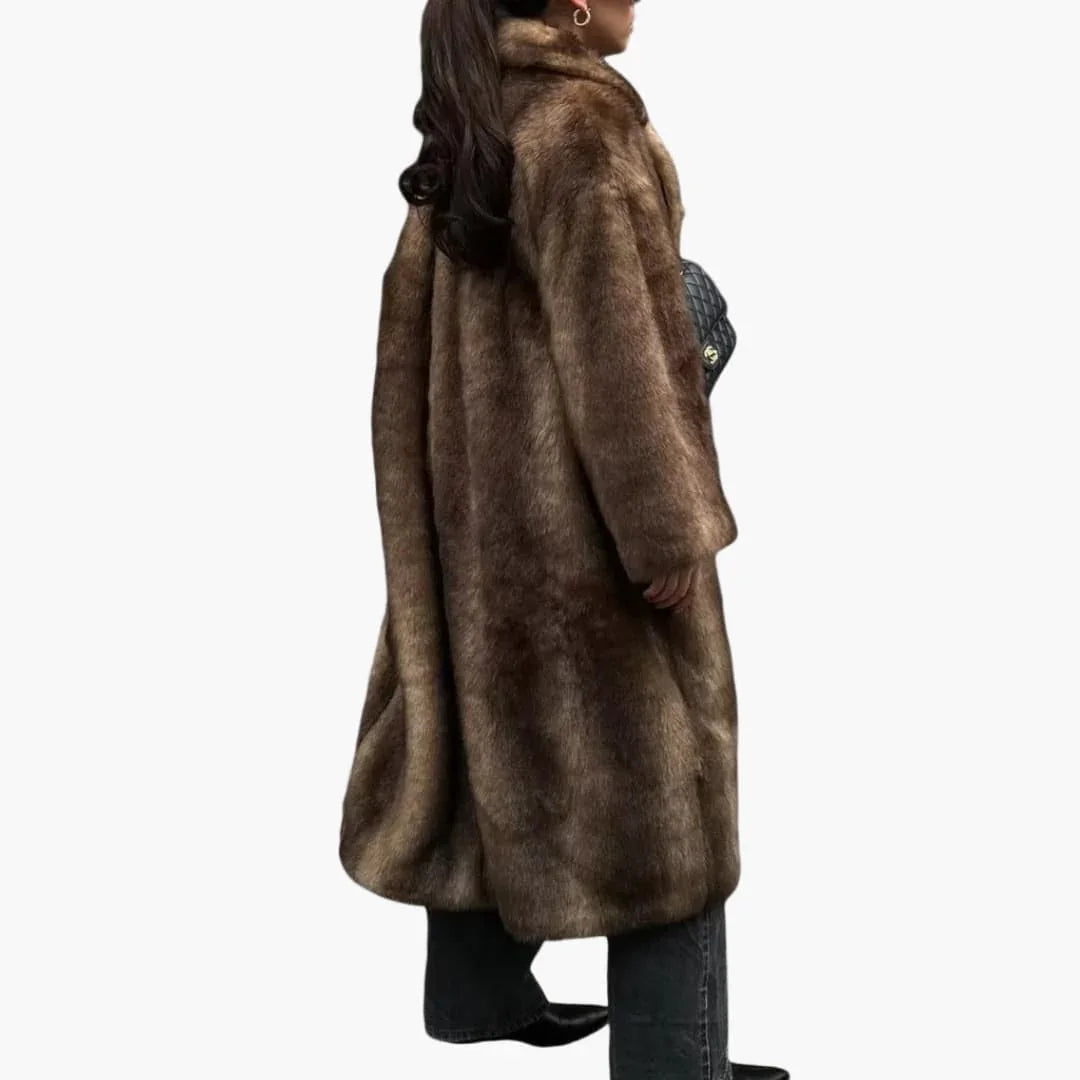 Women's Coat with Stand-Up Collar and Long Sleeves