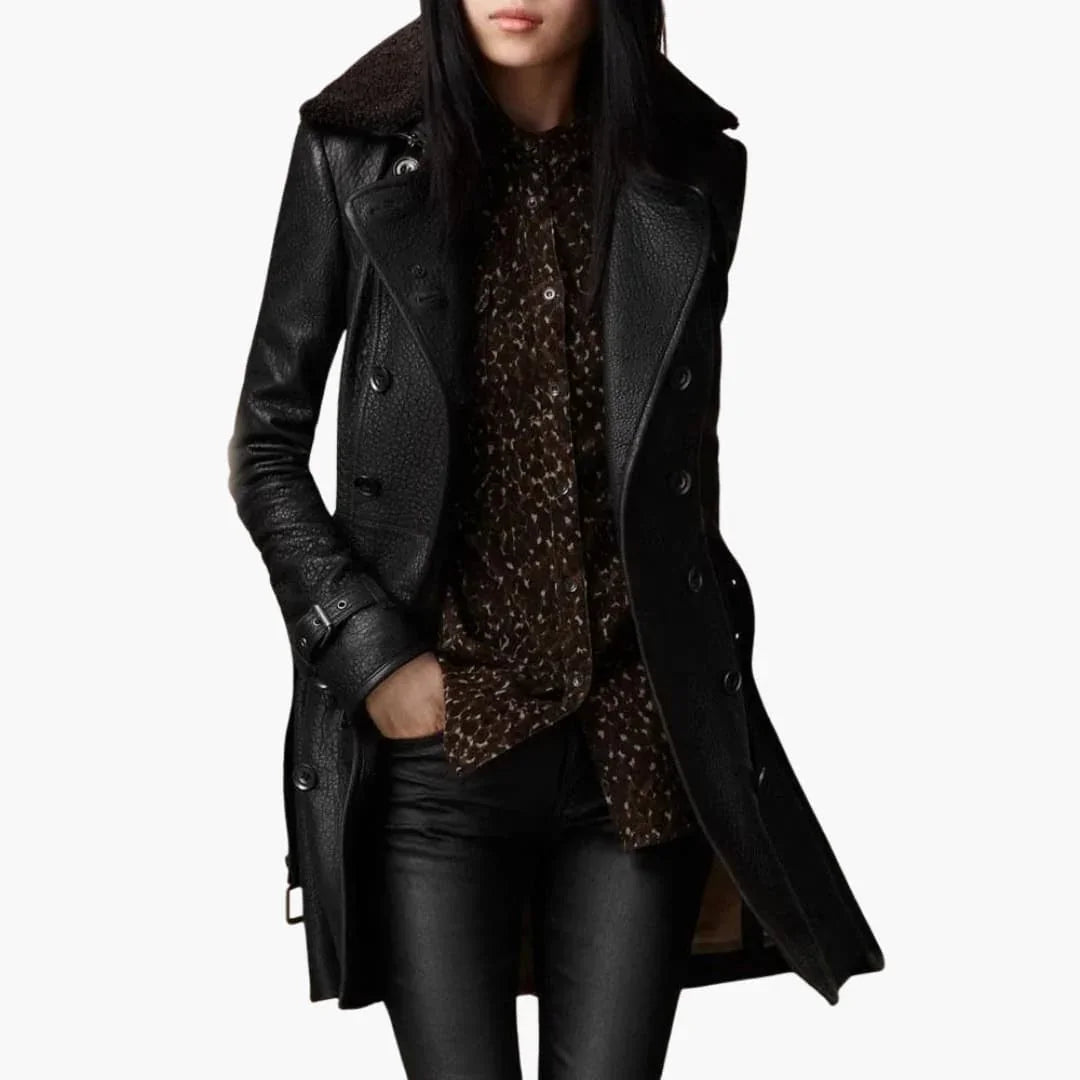 Bavane | Women's coat with double-breasted front and buckle cuffs
