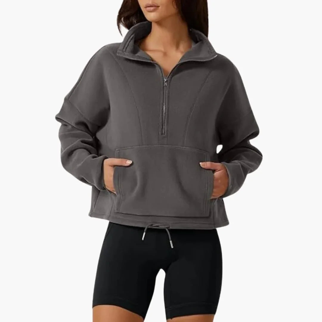 Bavane | Women's Sweater with Half-Zip and Front Pocket