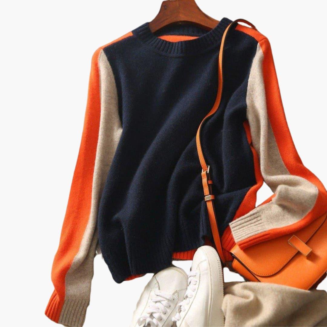 Women's Sweater with Round Neck and Long Sleeves