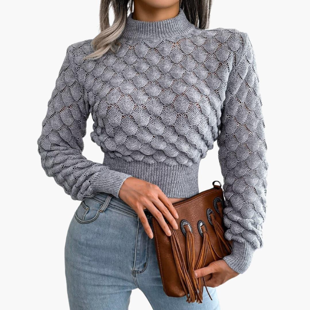 Women's Sweater with Round Neck and Long Sleeves