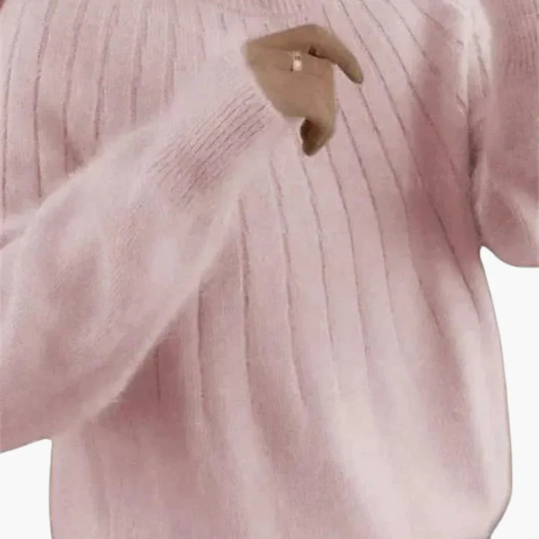Women's Sweater with Ribbed Surface and Long Sleeves