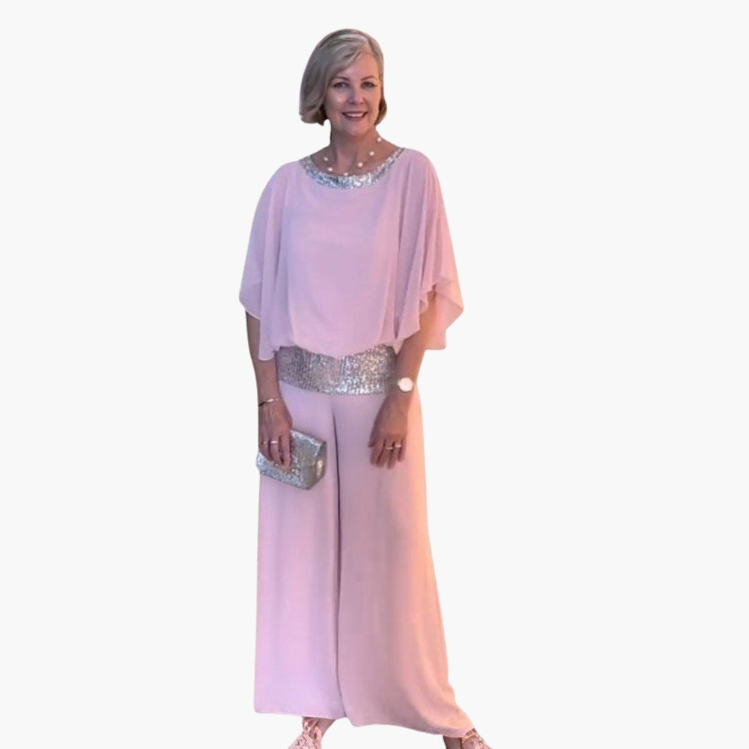 Bavane | Women's Two-Piece Set with Sequin Top and Wide-Leg Pants