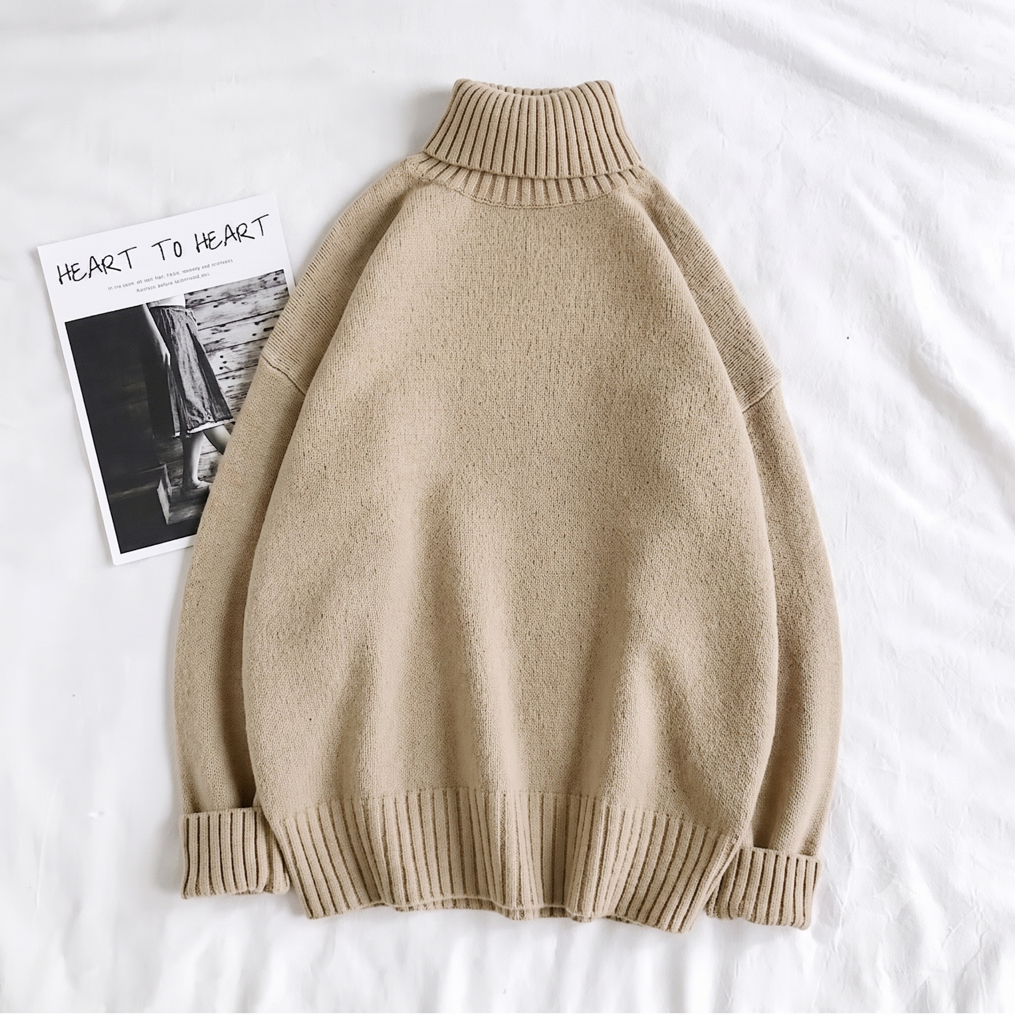 Men's Sweater with Knitted Roll Neck
