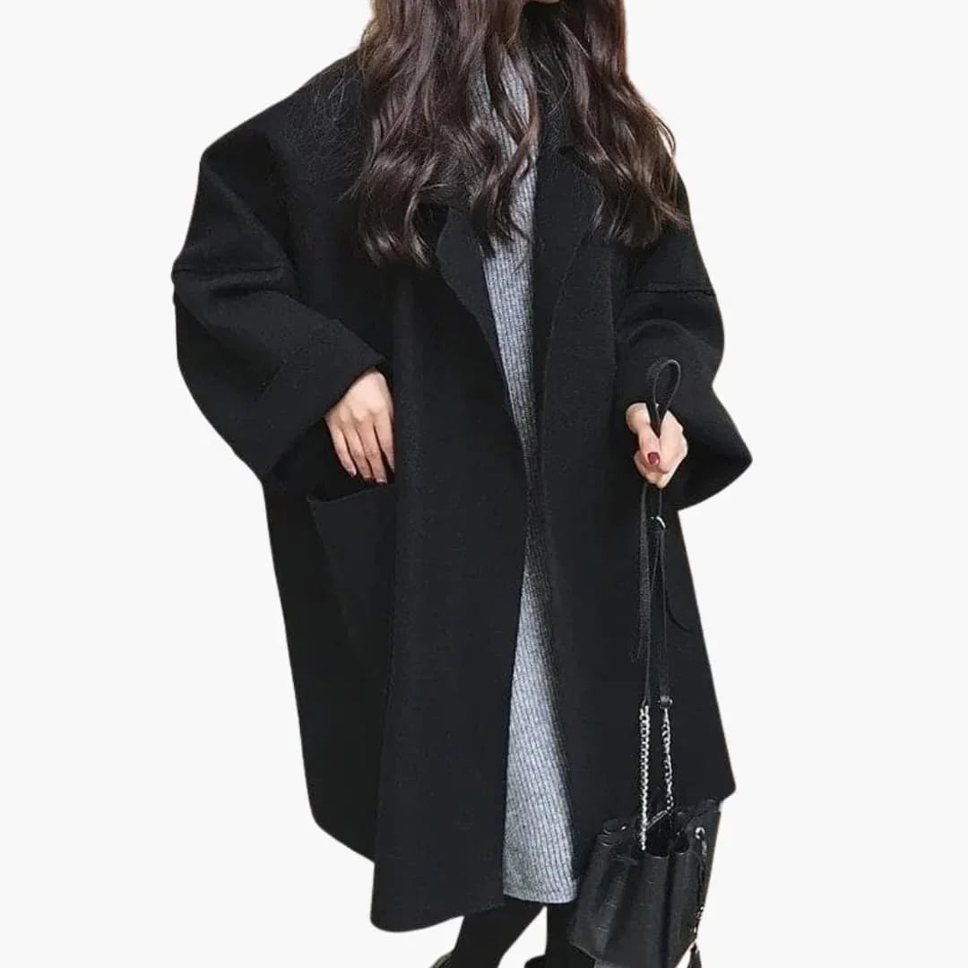 Women's Trench Coat with Lapel Collar and Waist Belt
