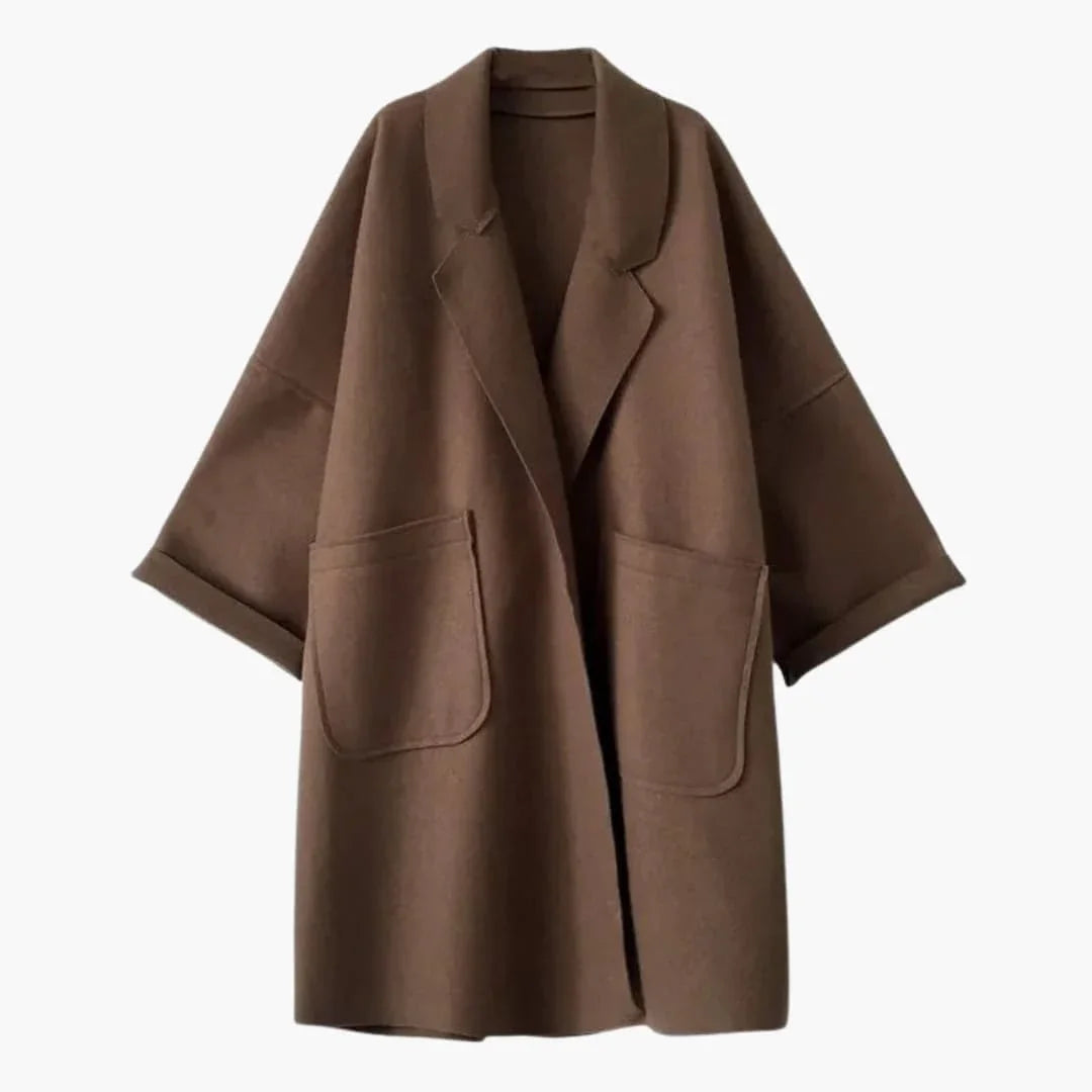 Women's Trench Coat with Lapel Collar and Waist Belt