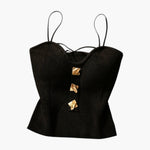 Women's Corset Top with Ribbed Surface and Adjustable Straps
