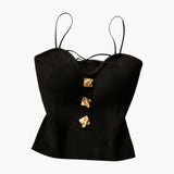 Women's Corset Top with Ribbed Surface and Adjustable Straps