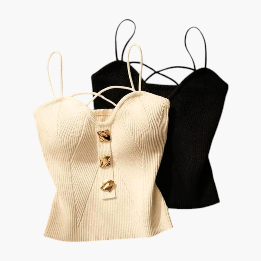 Women's Corset Top with Ribbed Surface and Adjustable Straps