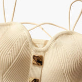 Women's Corset Top with Ribbed Surface and Adjustable Straps