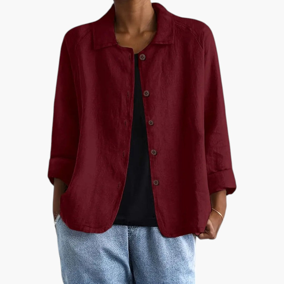 Women's Top with Button Closure and Long Sleeves