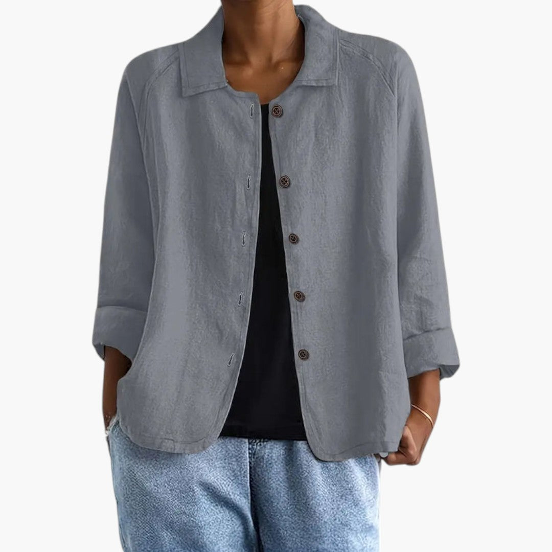 Women's Top with Button Closure and Long Sleeves
