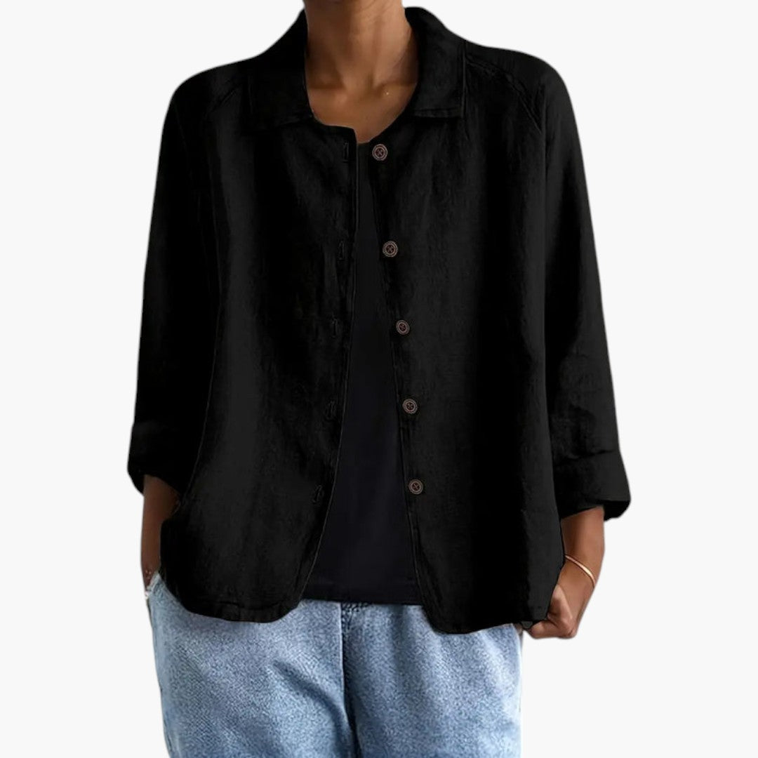 Women's Top with Button Closure and Long Sleeves