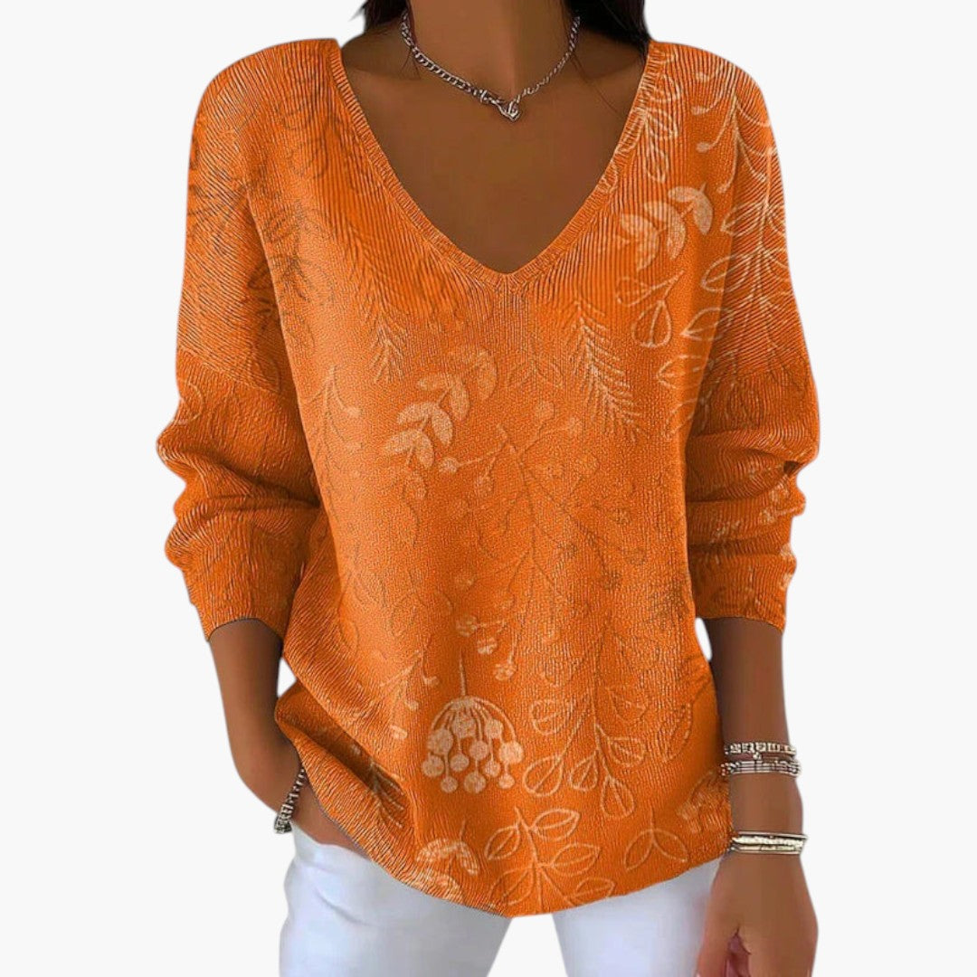 Women's Top with V-Neck and Loose Fit