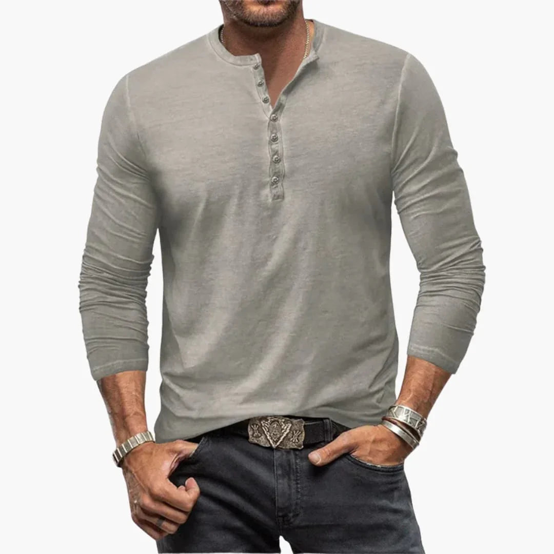 Bavane | Henley Shirt for Men with Button Placket and Long Sleeves
