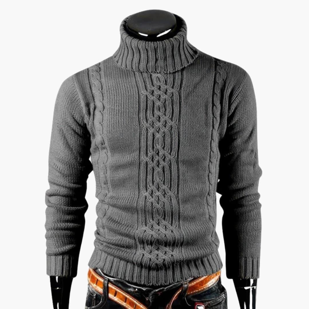 Bavane | Men's Turtleneck Sweater with Ribbed Surface and Long Sleeves