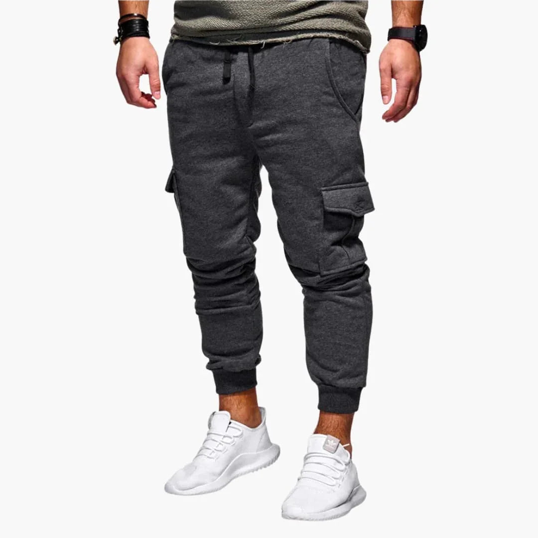 Men's Cargo Jogging Pants with Waistband and Side Pockets