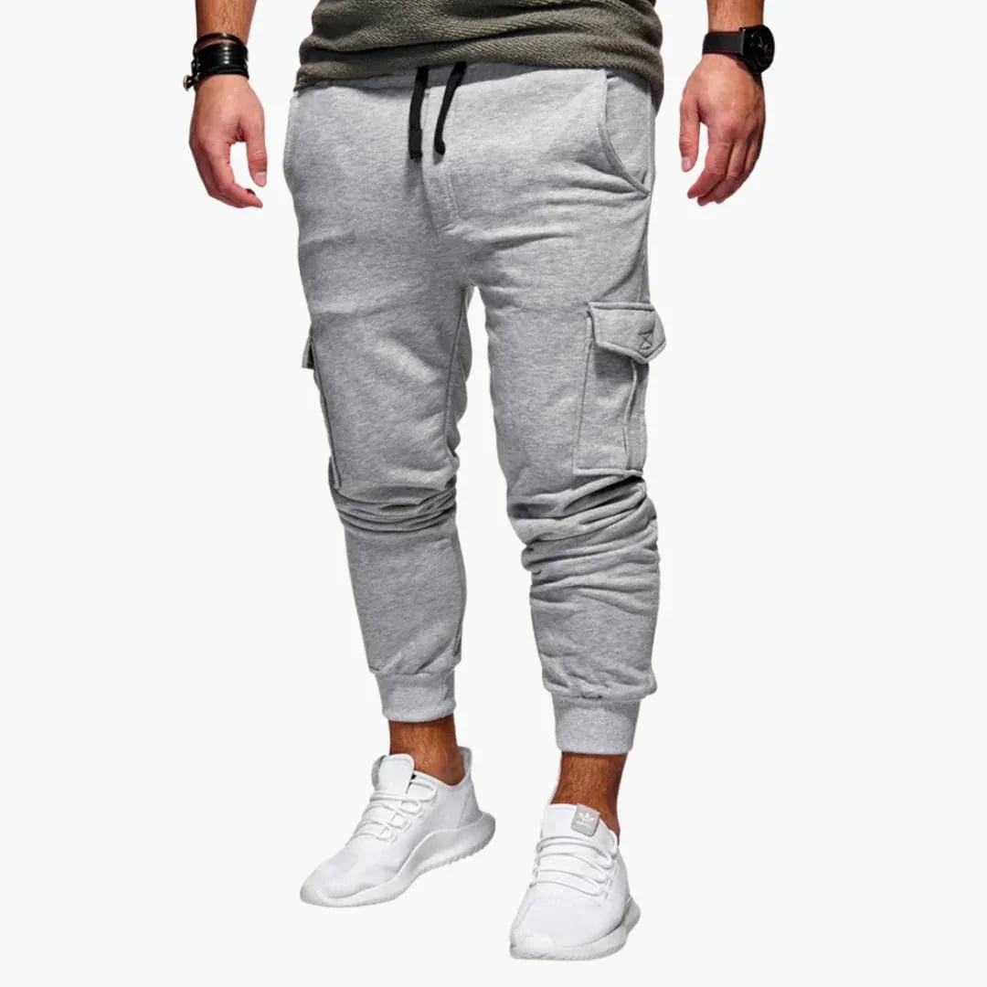 Men's Cargo Jogging Pants with Waistband and Side Pockets