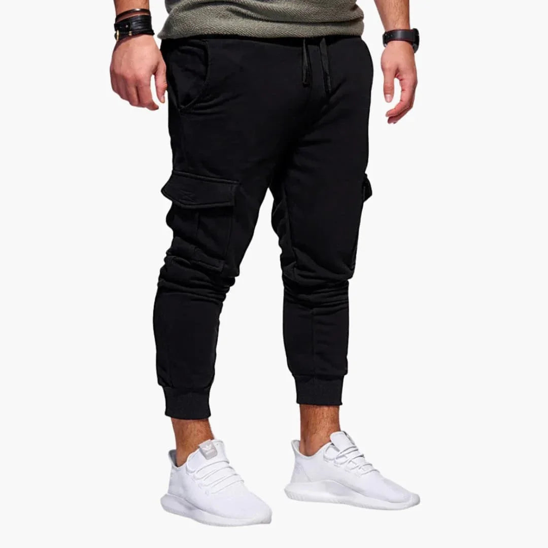 Men's Cargo Jogging Pants with Waistband and Side Pockets
