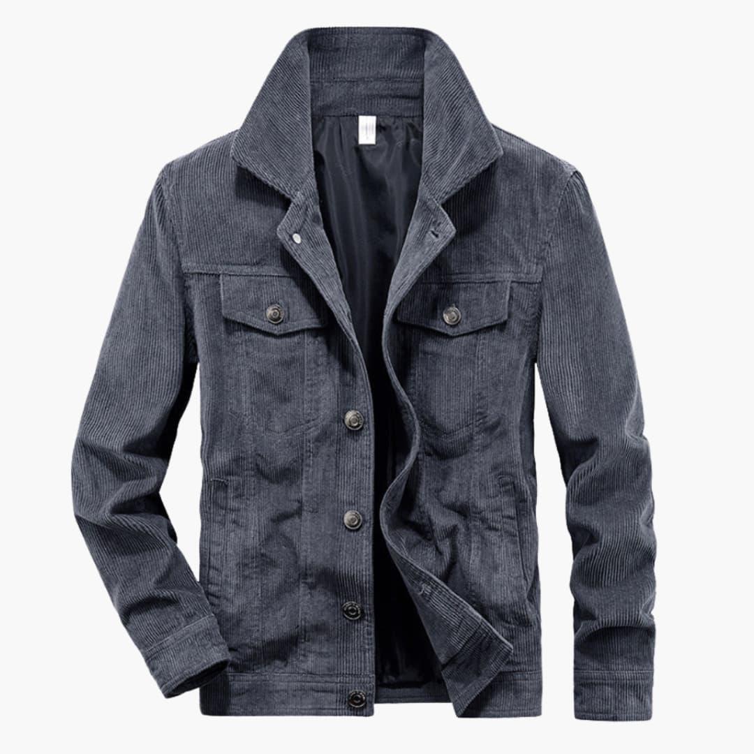 Men's Cord Jacket with Button Closure and Chest Pocket