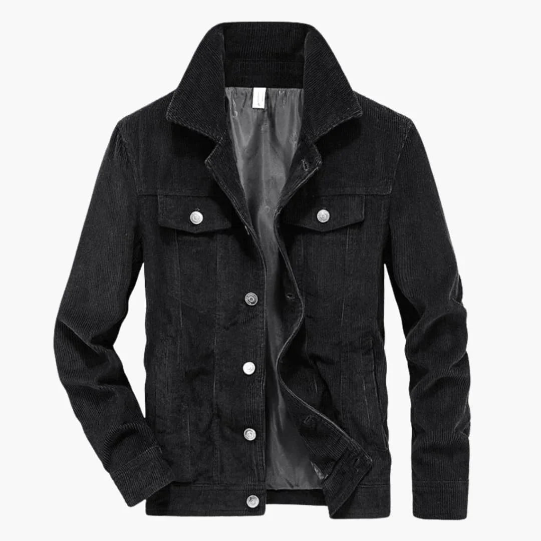 Men's Cord Jacket with Button Closure and Chest Pocket